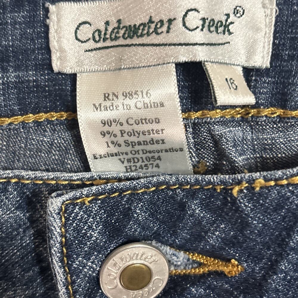 Coldwater Creek Blue Brown Embroidery Jeans Sequins Sz 16